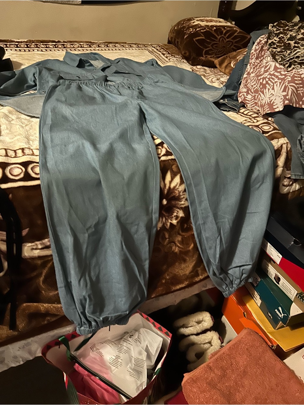 Women’s Casual Elastic-Waist Joggers in Light Blue